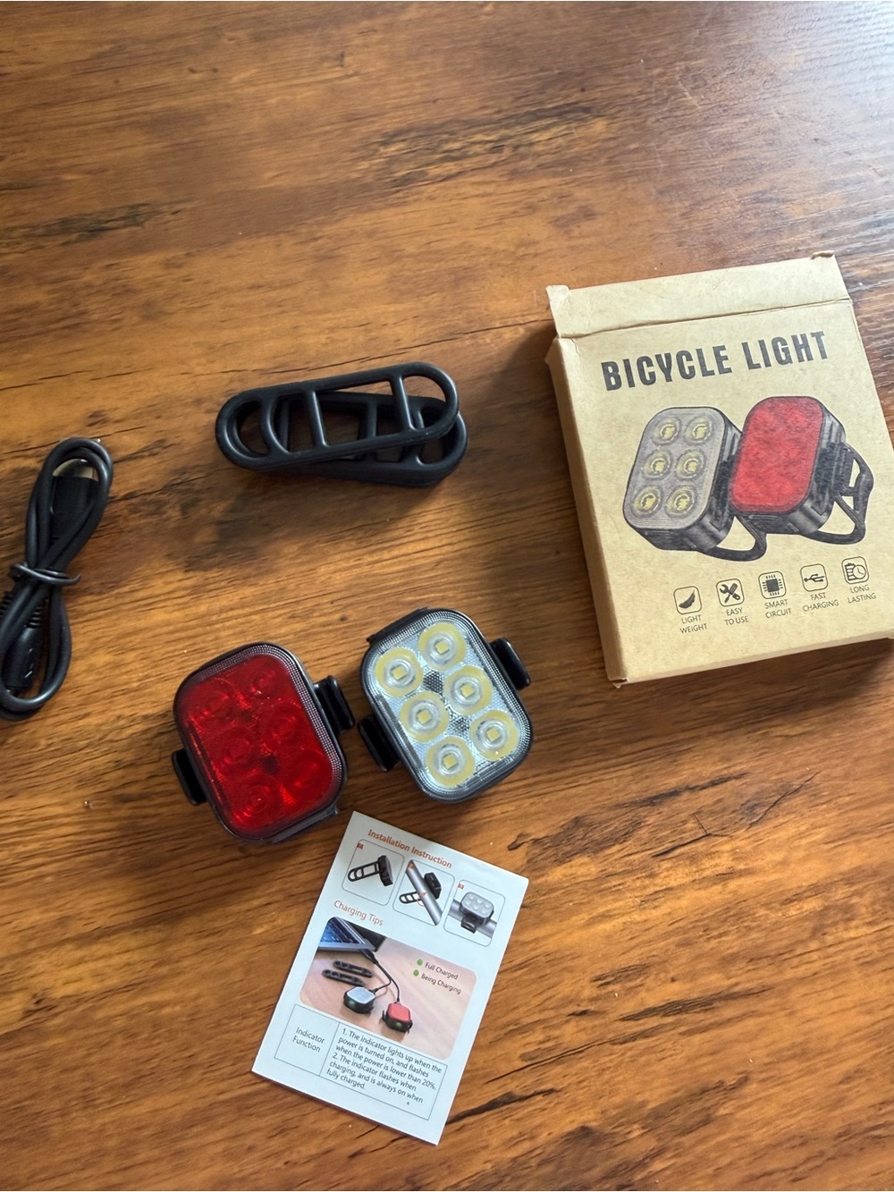 Bicycle Light LED Front and Rear Safety Light Set - Black/Red